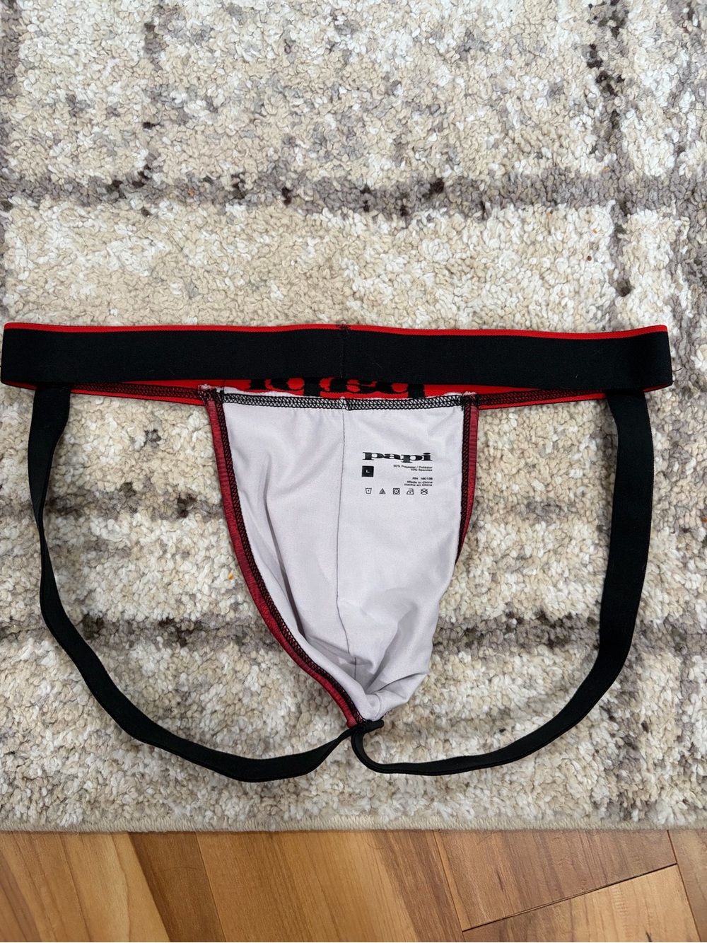 Papi Men’s Red Mesh Jockstrap with Black Waistband - Picture 2 of 3